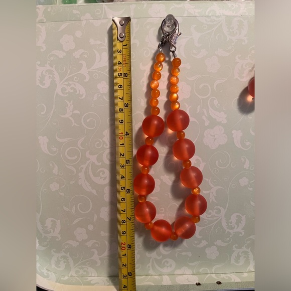 🧡Orange HANDMADE Necklace & Earrings 🧡 - Picture 5 of 6
